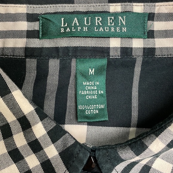 🐎Lauren Ralph Lauren | Vintage Plaid Button Up English Riding Blouse Sz Med - Picture 8 of 9